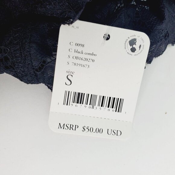 Free People Black Everyday Lace Longline Bralette Stretch Bra Small (A-7) - Picture 6 of 8